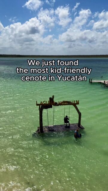 Hidden lagoon near Tulum you need to save 🌿Everyone talks about cenotes around Tulum, but this place feels different. Laguna Kaan Luum looks like a giant turquoise eye in the jungle — bright blue water in the middle and a shallow lagoon around it.What makes it special is how easy it is to visit, especially with kids. Instead of steep ladders or deep cave entrances like in many cenotes, here you get calm water, lots of space, and a long wooden pier where you can walk, sit and enjoy the view.It felt relaxed, quiet and surprisingly easy to spend a few hours here — one of our favorite stops during our Yucatán trip.Good to know before you go:• toilets on site• small restaurant with snacks & drinks• space to lay down your towel and relax• bring cash (cards often not accepted)• Google Maps doesn’t always lead perfectly — watch for road signs near the entranceWe went in the middle of the day and it was calm and peaceful.📍Laguna Kaan Luum, near Tulum, MexicoSave this spot for your Mexico trip, share it with someone planning Tulum and follow for more family travel spots.Have you visited any cenotes around Tulum yet?