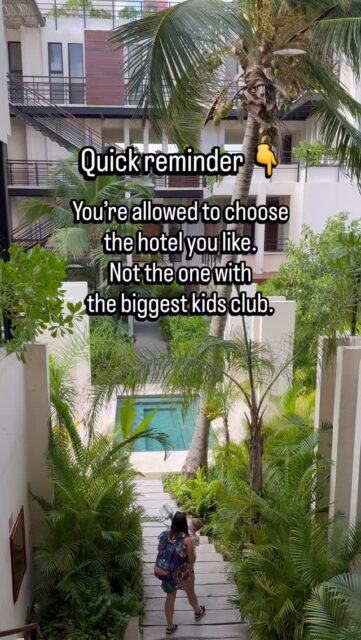 Quick reminder for parents who love to travel ✨You’re allowed to choose the hotel YOU like — not just the one with the biggest kids club.Somehow when people start travelling with kids, they feel like their only option is the biggest family resort with non-stop entertainment, animation teams and kids clubs everywhere.But family travel doesn’t have to look like that.You can still stay in beautiful hotels with great atmosphere — places that feel calm, stylish and inspiring, not only places designed entirely around children. 🌿And the funny thing is… kids often don’t care about the fancy kids club as much as we think. A pool, a beach, some space to explore and time together is often more than enough. 🏝️Family travel will be different than before, of course. But it doesn’t mean you have to give up the kind of places you love. You can still travel in a way that feels like you. ✈️Let me know in the comments — what kind of hotels do you like when travelling with your kids?Save this as a reminder for your next trip. 💾 Share it with someone who thinks travel after kids only means all-inclusive resorts.And follow for more real, intentional family travel — soon I’ll share my favorite hotel recommendations for Mexico